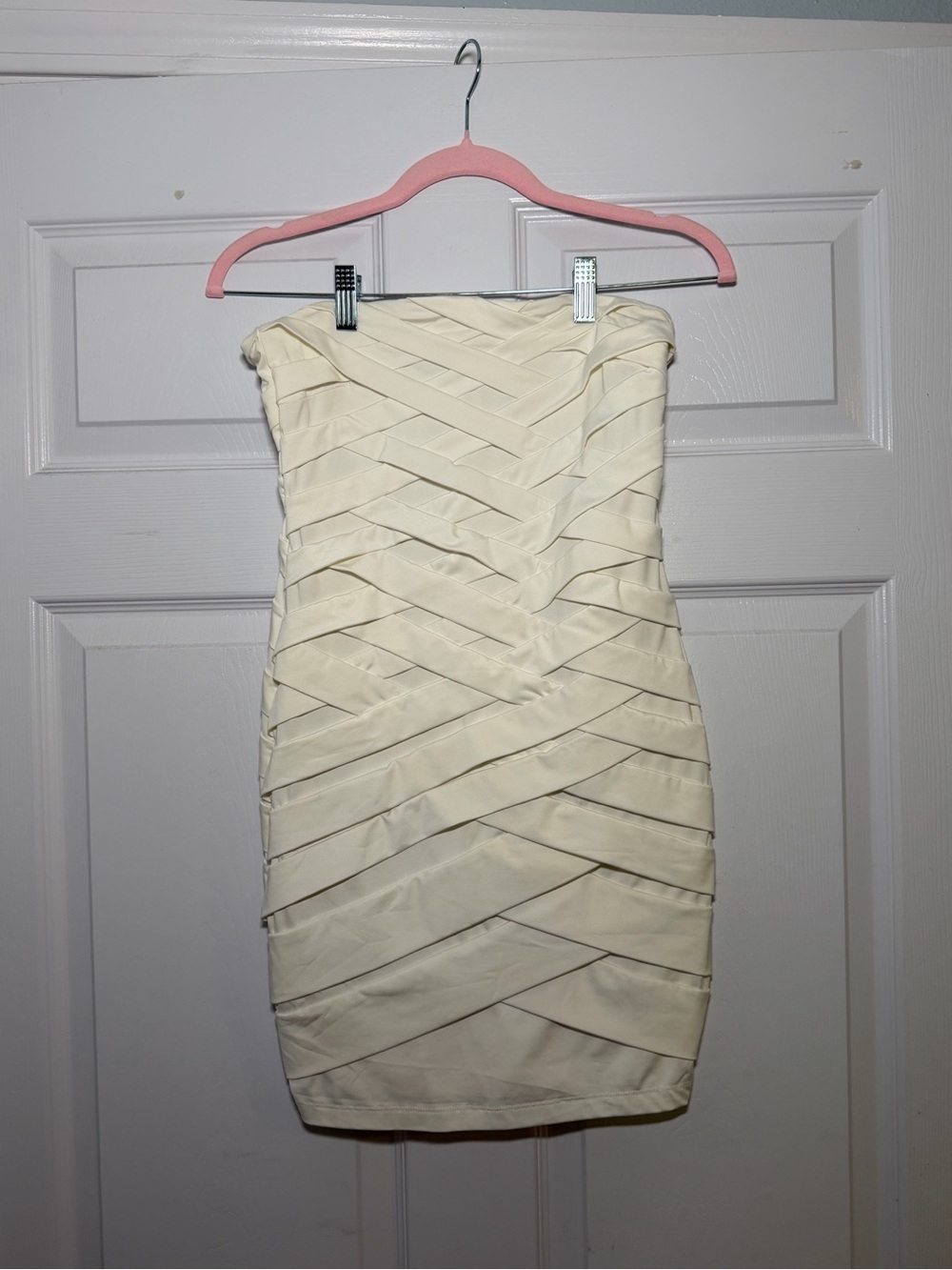 Nikibiki Strapless Bandage Dress in Cream